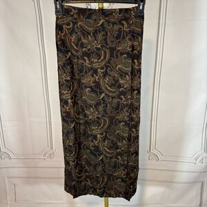 Vintage Y2K  Midi Skirt 10 Neutrals Brown Paisley Grunge Whimsigoth Slit Boho